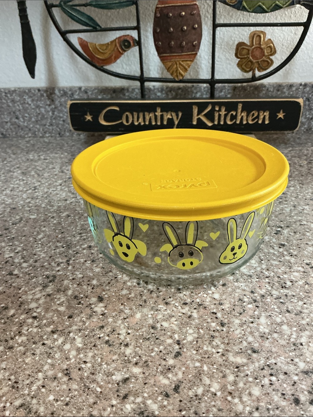 Pyrex Pup, Kitty, Pig etc in Bunny Ears Storage Bowl and Lid